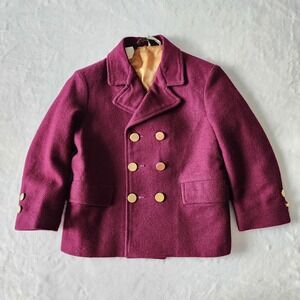 Vintage Caron Wool Blazer Kids Size 4 Coat Jacket Peacoat 1950s Made In Canada